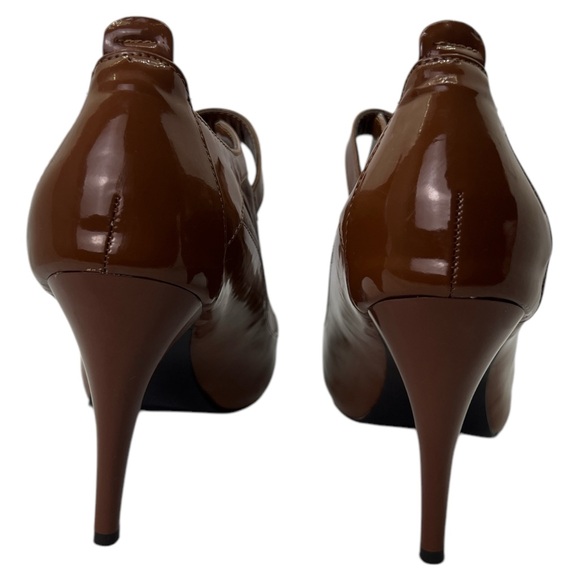 Lumiani Women's Brown Leather Mary Jane Pump Heels Strap, Size 10W. - Picture 6 of 11